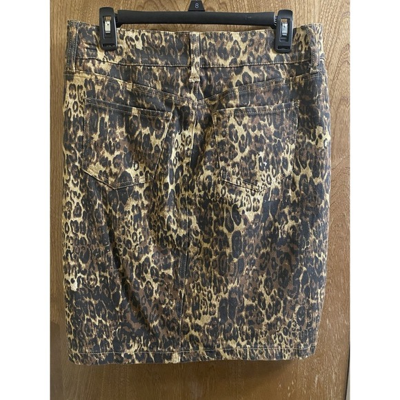 Hydraulic Womens Brown Leopard Denim Nolita Mid Rise Curvy Mini Skirt 8 Stretch - Picture 5 of 11